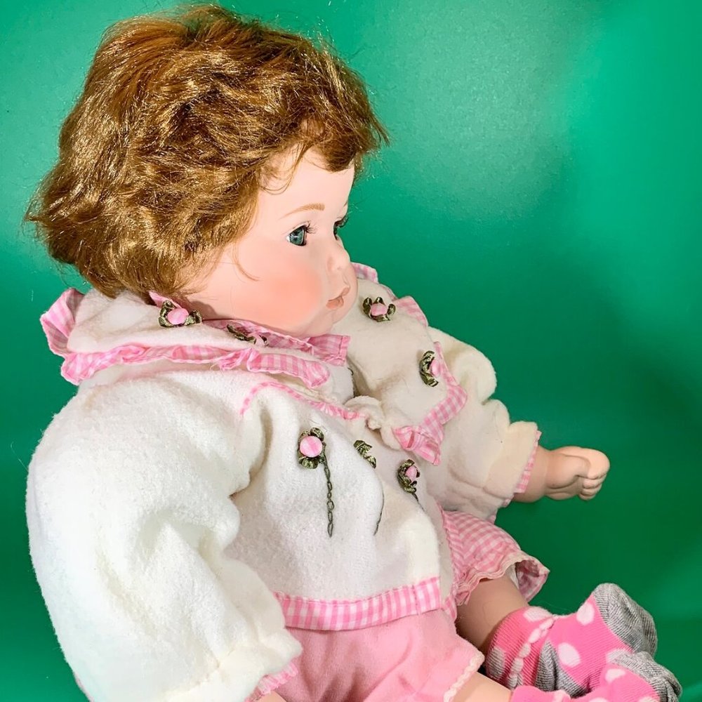 Vintage Doll 1-2000 Pink White Porcelain 20" Tall